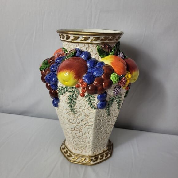 Fitz and Floyd Vintage Vase Venezia Fruit Harvest - Picture 3 of 5